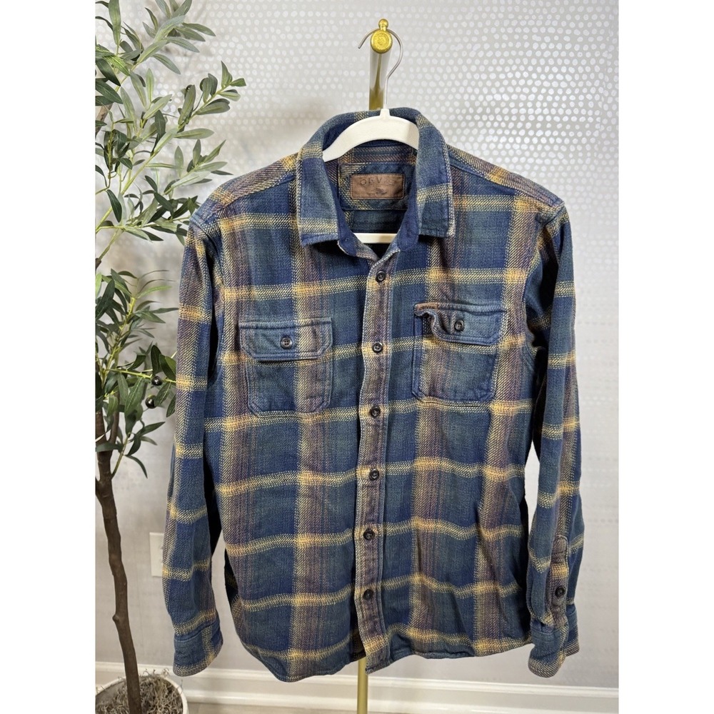 ORVIS Classic Collection Plaid Flannel Shirt Men's Sz Med Brown Blue 100% Cotton